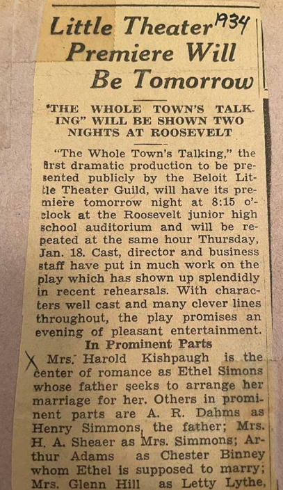 Little Theatre Premiere Will Be Tomorrow, 1934